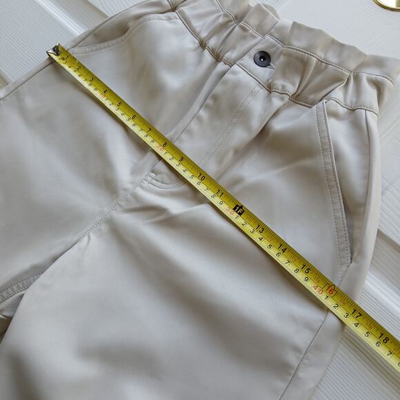 Zara Faux Leather Paper Bag Pants 00 baggy high rise trouser Cream Ecru repaired - Picture 12 of 16